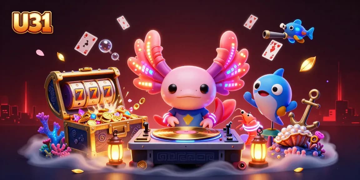 Experience exciting gameplay at U31 with a vibrant 3D illustration of a neon-themed underwater casino adventure.