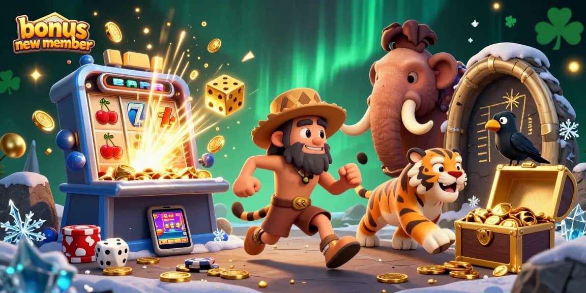 Experience the thrill with the bonus new member as a caveman and sabertooth tiger run a prehistoric casino.