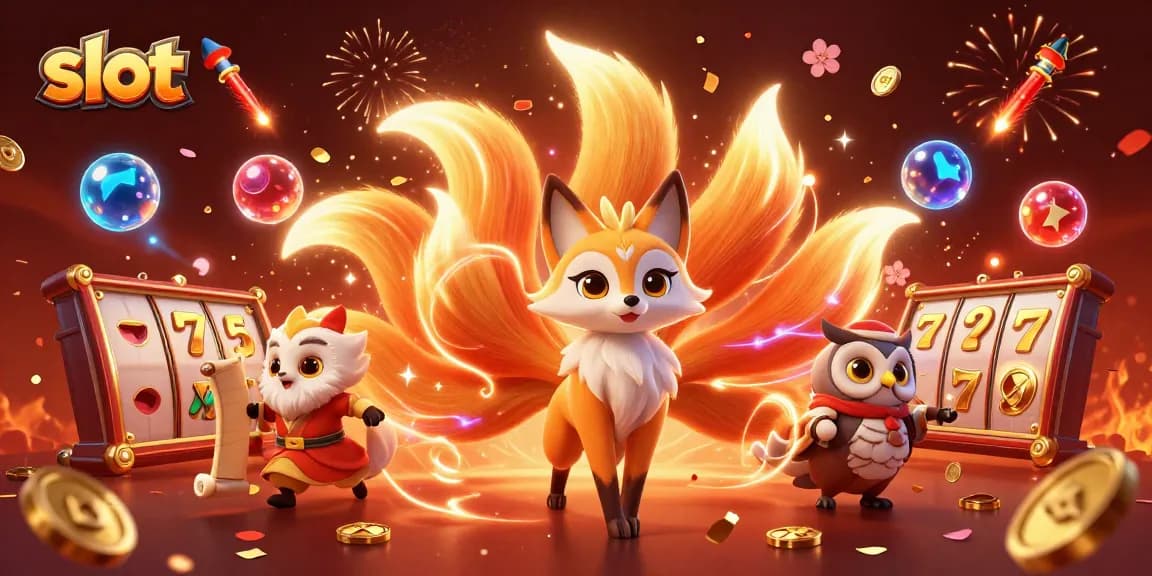 Experience thrilling slot adventures with dynamic characters and vibrant elements in this immersive illustration.