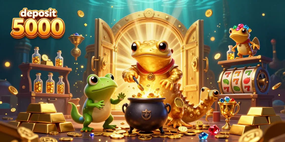 Experience thrilling wins with deposit 5000 at our vibrant casino scene featuring dynamic slot games and gold treasures.