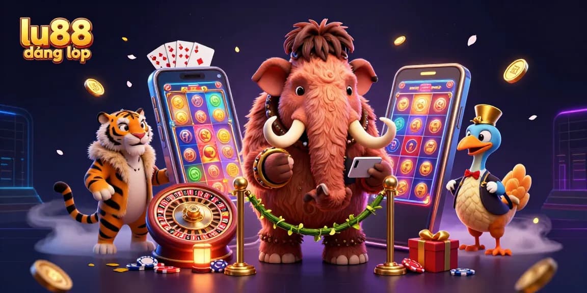 Experience the excitement of lu88 đăng nhập with a colorful casino scene featuring unique characters and game elements.