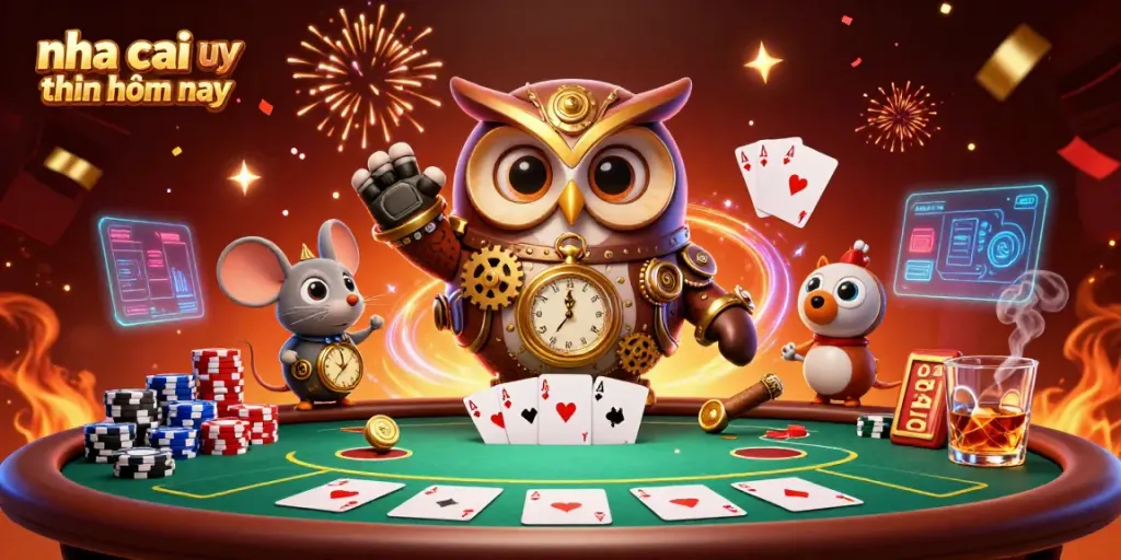 Experience the excitement of nha cai uy tin hôm nay with a lively steampunk casino scene.