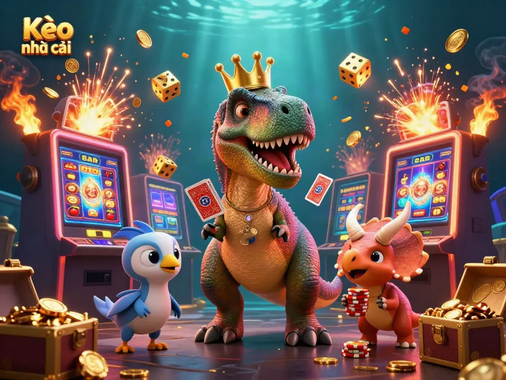 Enjoy lively gaming action with Kèo nhà cái featuring interactive characters and exciting jackpot elements in a vibrant casino scene.