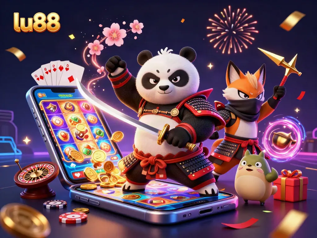 Experience excitement with lu88, showcasing vibrant casino-themed characters and elements.