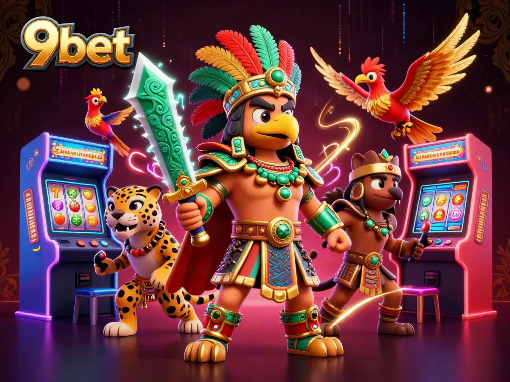 Engage in thrilling 9bet online gaming adventures with dynamic 3D characters and vibrant casino elements.