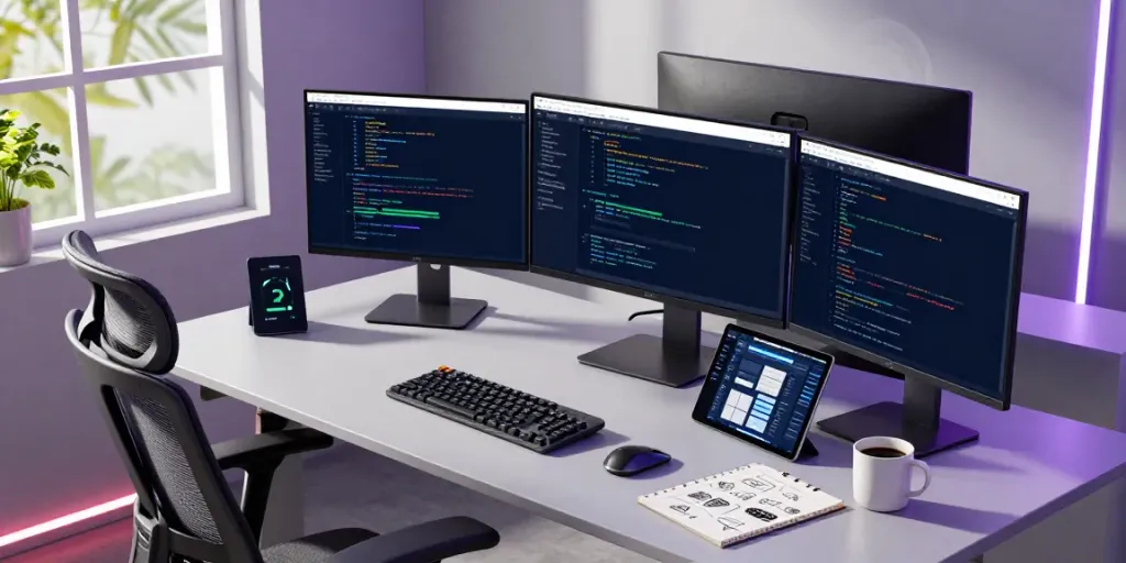 Developer coding in a modern workspace focused on instant indexing techniques.