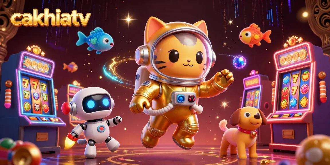 Cakhiatv transports players into an exciting casino adventure with a cosmic twist featuring vibrant slot machines and dynamic characters.
