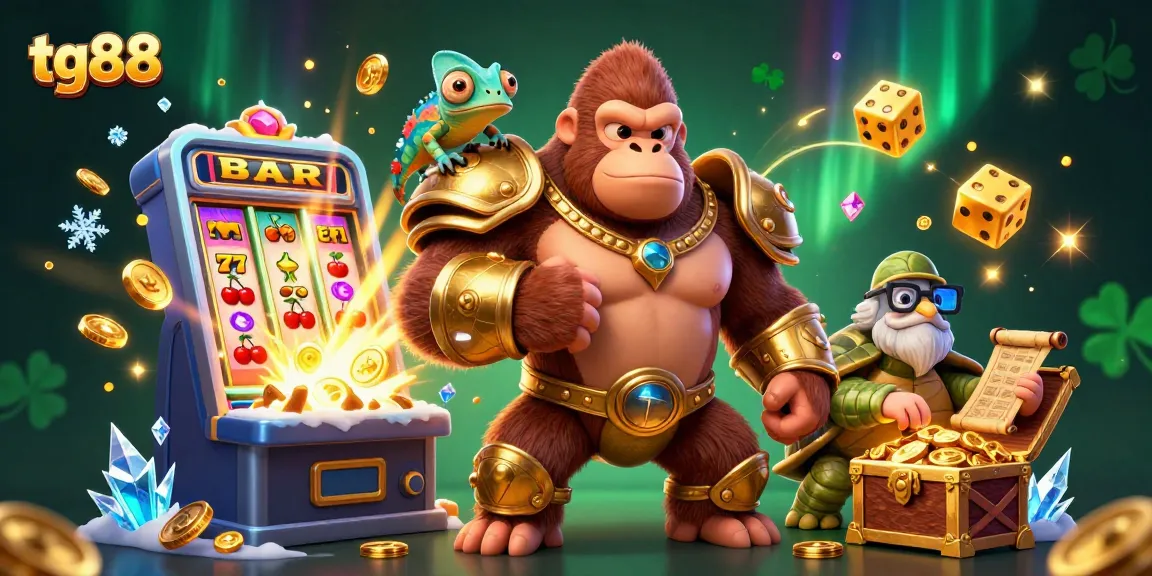 Experience thrilling gaming with tg88's gorilla king, slot machines, and dazzling treasures in 3D!